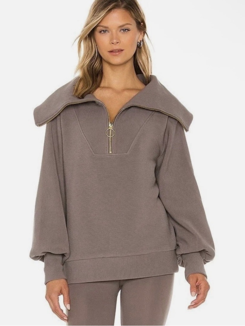Varley Vine taupe half zip size M
